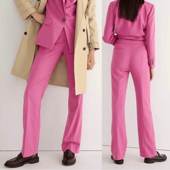 J Crew 4 Pink Willa Full-length Flare Pant Italian City Wool Blend Trouser $198 - Picture 12 of 13